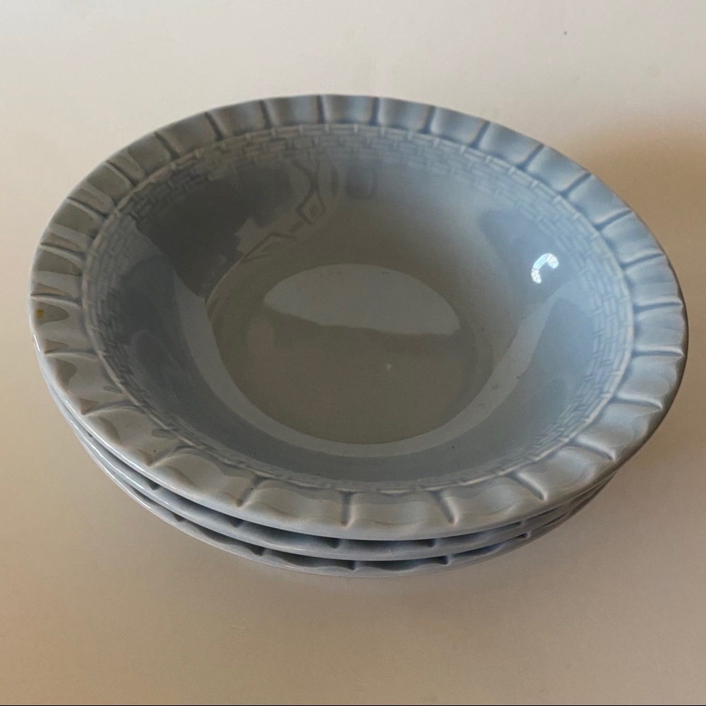 Set Of 3 Martha Stewart Everyday Light Blue Bowls Ceramic